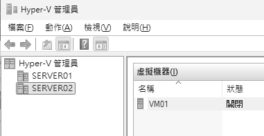 圖2 Hyper-V管理員介面。