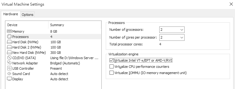 圖2 VMware Workstation虛擬機器設定。