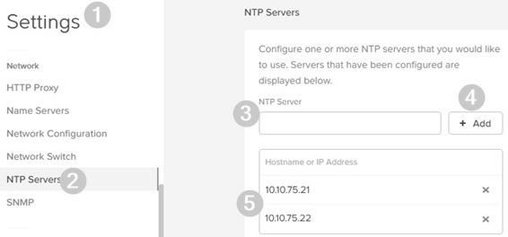 圖3 組態設定Nutanix叢集NTP時間校對伺服器。