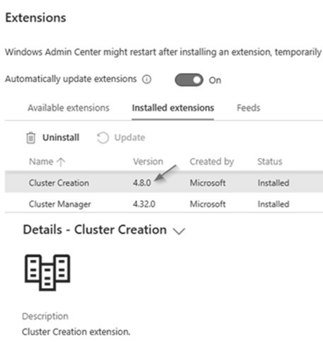 圖11 安裝最新版本Cluster Creation延伸模組。