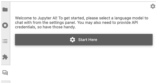 圖2 安裝完成後,Jupyter-AI plugin圖示將顯示於左側工具列。