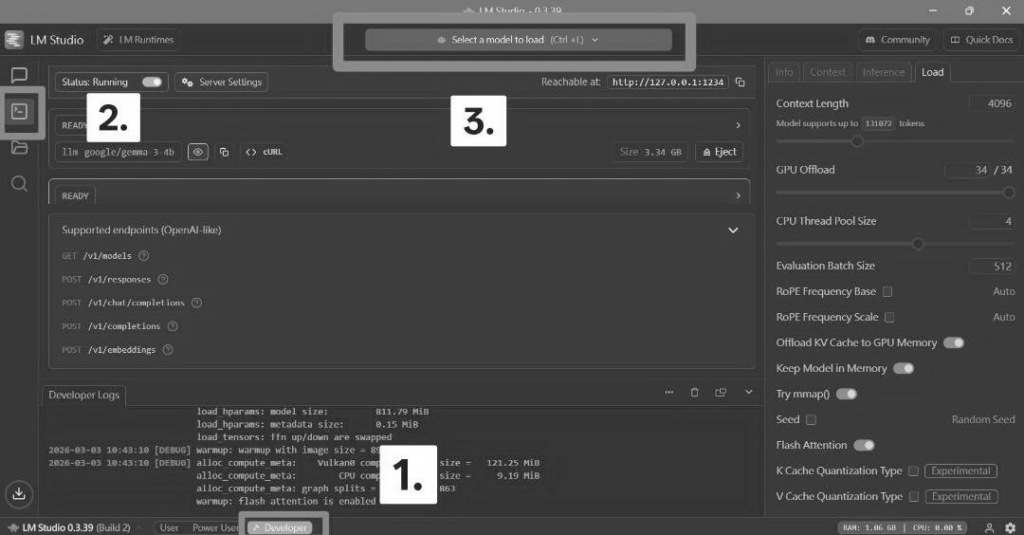 圖2 點擊正上方的「Select a model to load」。